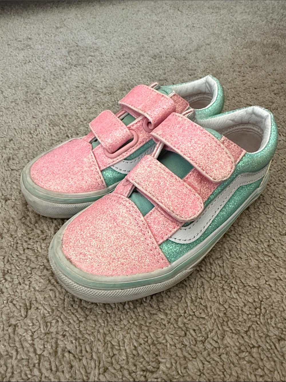 Vans Kids Glitter Velcro Sneakers - Pink & Mint